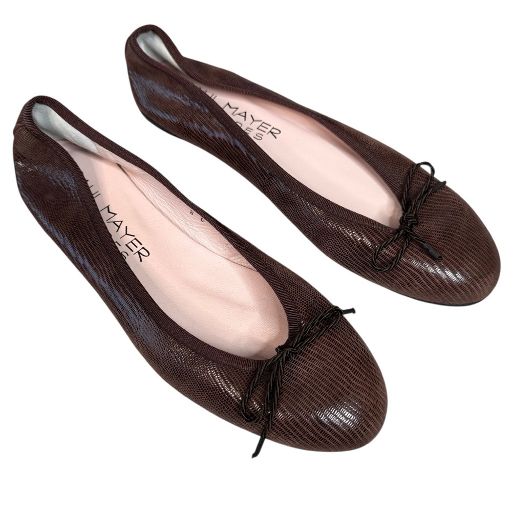 Paul Mayer Attitudes Luxe Textured Brown Leather Ballet Flats 8